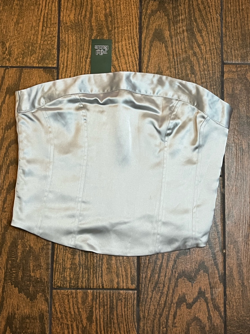 Light Gray Satin Smocked Tube Top